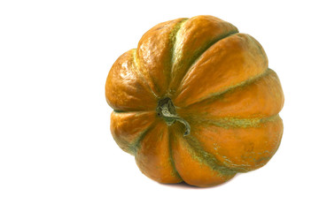 one large decorative orange round ripe melon