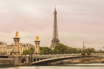 Fototapeta na wymiar Eiffel Tower in Paris at sunset, France