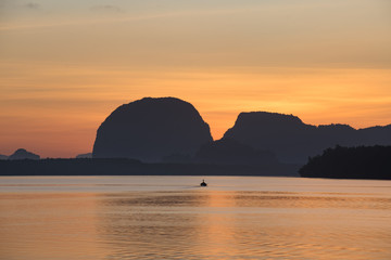 Beautiful sunrise at Samchong-tai in Phang-Nga,Thailand.