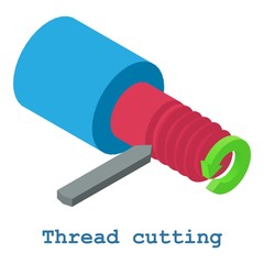 Thread cutting metalwork icon, isometric 3d style