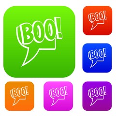 BOO, comic text speech bubble set color collection