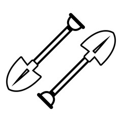 Mine shovel icon , outline style