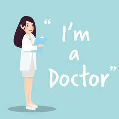 Female doctor character with clipboard