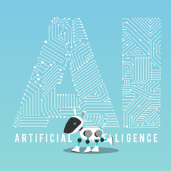 AI dog robot with mechanism illustration