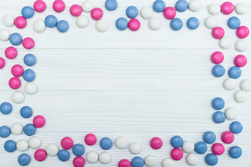 Frame from colorful mint candies