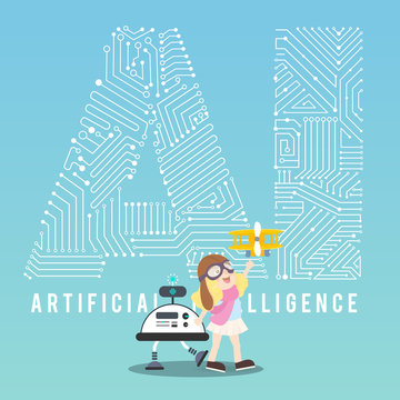 AI robot with assistant illustration design