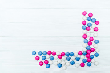 Frame from colorful mint candies