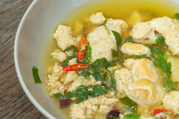Sour soup with spawn fish,Thai food
