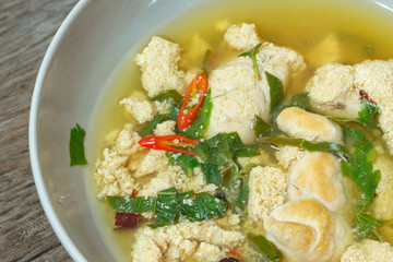 Sour soup with spawn fish,Thai food

