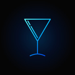 Martini glass blue vector icon