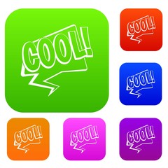 COOL, comic text speech bubble set color collection