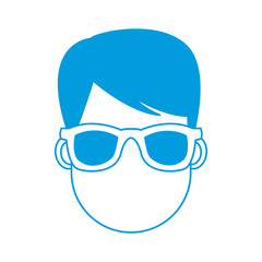 Young man cartoon with sunglasses icon vector illustration graphic design