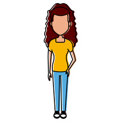 Young woman cartoon icon vector illustration graphic design