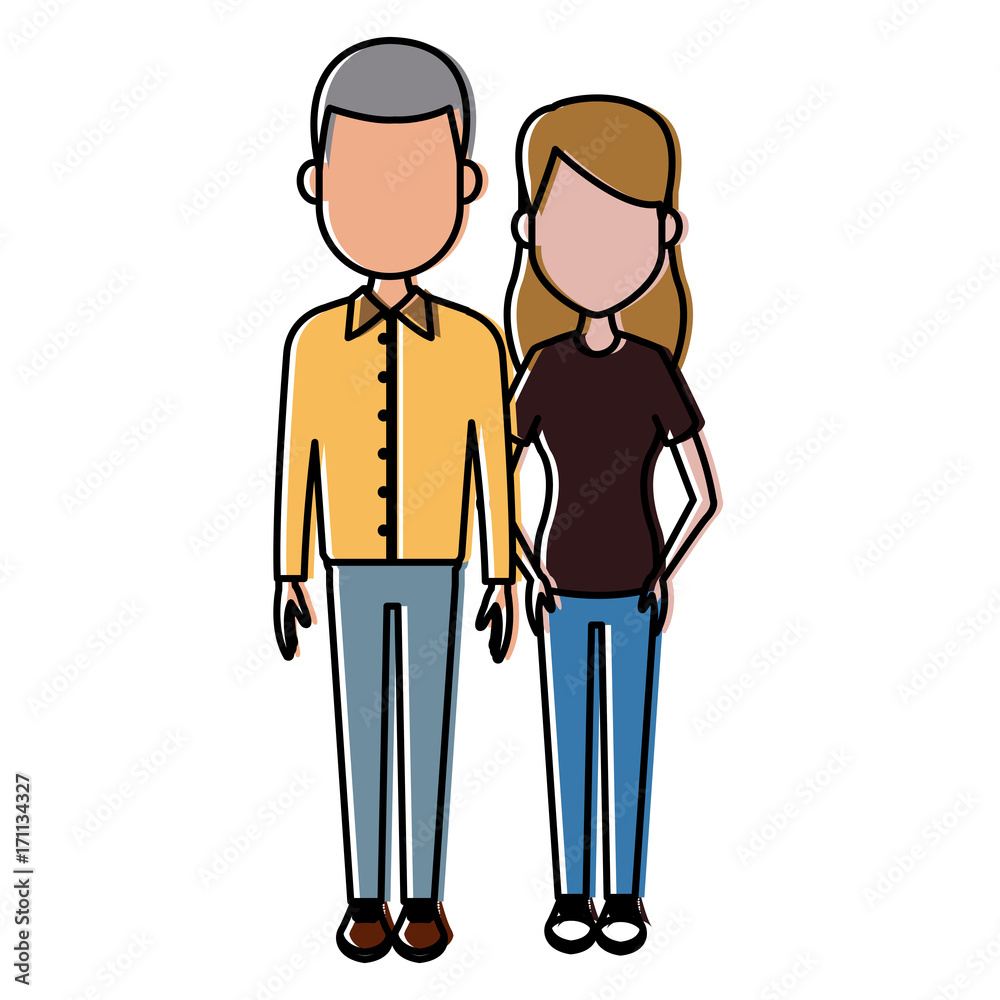 Canvas Prints Young couple cartoon icon vector illustration graphic design