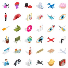 Mission icons set, isometric style
