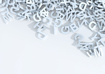 White letters. 3D Illustration.
Infinite letters background.