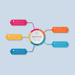 Vector infographic template for diagram, graph, presentation, chart, business concept with 5 options.