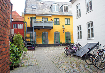 Fototapeta na wymiar Beautiful yard of a house, Helsingor, Denmark