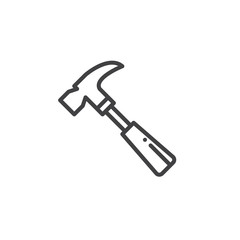 Hammer work tool line icon, outline vector sign, linear style pictogram isolated on white. Symbol, logo illustration. Editable stroke