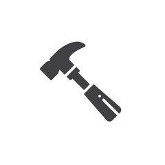 Hammer work tool icon vector, filled flat sign, solid pictogram isolated on white. Symbol, logo illustration.