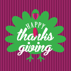 
Happy Thanksgiving Day. Vector Illustration with Hand Lettered Text and a Turkey silhouette with orange background