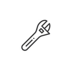 Wrench work tool line icon, outline vector sign, linear style pictogram isolated on white. Symbol, logo illustration. Editable stroke