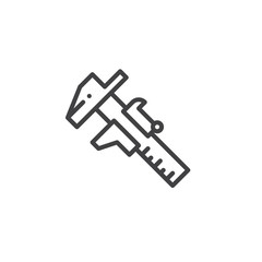 Caliper work tool line icon, outline vector sign, linear style pictogram isolated on white. Symbol, logo illustration. Editable stroke
