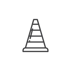 Traffic cone line icon, outline vector sign, linear style pictogram isolated on white. Symbol, logo illustration. Editable stroke