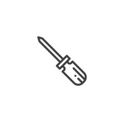 Screwdriver work tool line icon, outline vector sign, linear style pictogram isolated on white. Symbol, logo illustration. Editable stroke