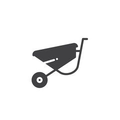 Wheelbarrow icon vector, filled flat sign, solid pictogram isolated on white. Symbol, logo illustration.