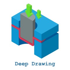 Deep drawing metalwork icon, isometric 3d style