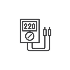 Voltmeter line icon, outline vector sign, linear style pictogram isolated on white. Symbol, logo illustration. Editable stroke