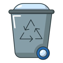 Trash bin icon, cartoon style