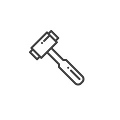 Hammer work tool line icon, outline vector sign, linear style pictogram isolated on white. Symbol, logo illustration. Editable stroke