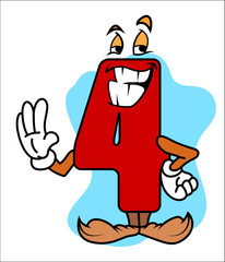 Happy Cartoon Number Four Vector