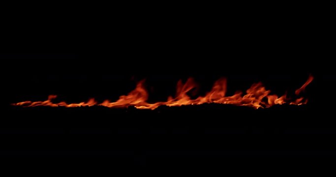 realistic fire flames burn movement frame on black background, with alpha channel