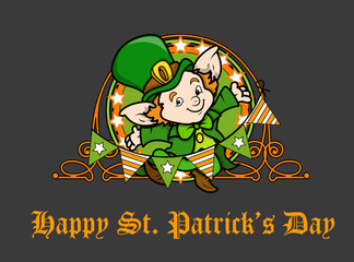 Cute Kid Leprechaun Vector Greeting