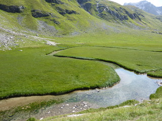 Fototapeta na wymiar randonnée au lac de la Plagne, Haute Savoie