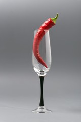 red hot pepper on a gray background.