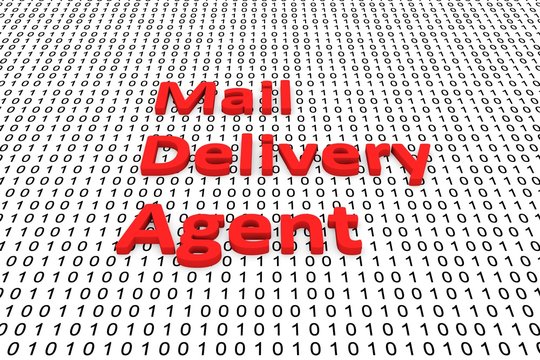 Mail delivery agent in the form of binary code, 3D illustration