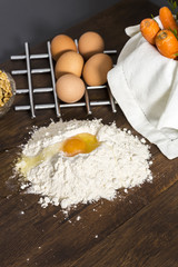 Ingredients for making a carrot cake
