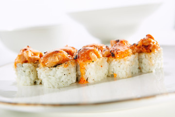 Exquisite Asian menu in the restaurant