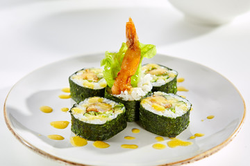 Exquisite Asian menu in the restaurant