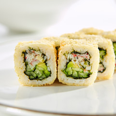 Exquisite Asian menu in the restaurant