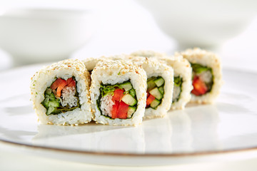 Exquisite Asian menu in the restaurant