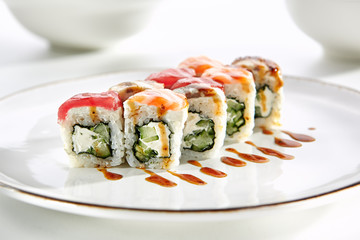 Exquisite Asian menu in the restaurant