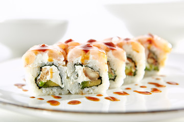 Exquisite Asian menu in the restaurant