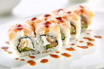 Exquisite Asian menu in the restaurant