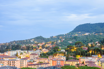 Obraz premium Beautiful night view to Santa Margherita Ligure city and sea in Italy