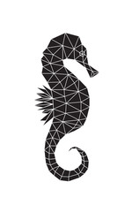 Naklejka premium Black silhouette of seahorse